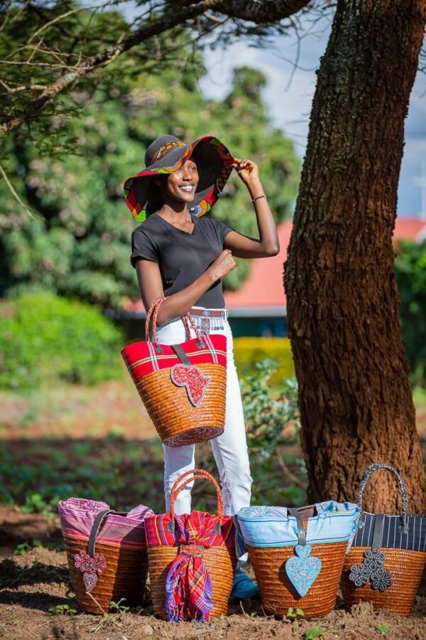 IMG-20230419-WA0071 Handwoven Kikoy & Sisal Basket - Colorful African Storage Basket