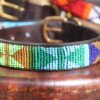 Handmade Green Beaded Dog Collar - African Leather Pet Accessory