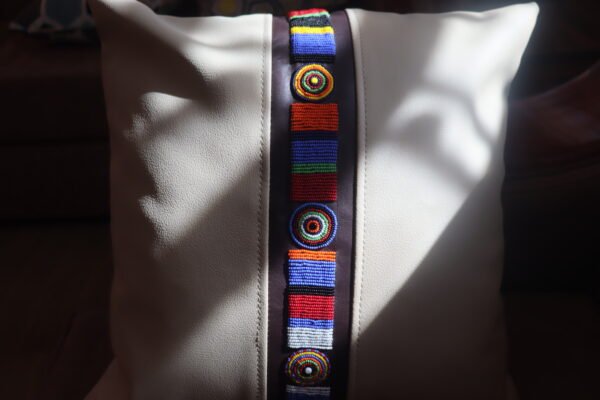 Handmade Beaded Pillow Cover - African-Inspired Decorative Cushion Case