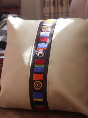 IMG_3375 Handmade Beaded Pillow Cover - African-Inspired Decorative Cushion Case