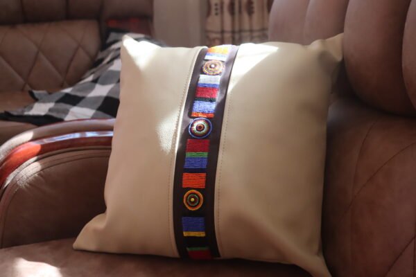 Handmade Beaded Pillow Cover - African-Inspired Decorative Cushion Case