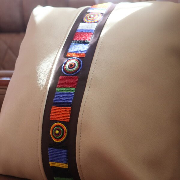 Handmade Beaded Pillow Cover - African-Inspired Decorative Cushion Case