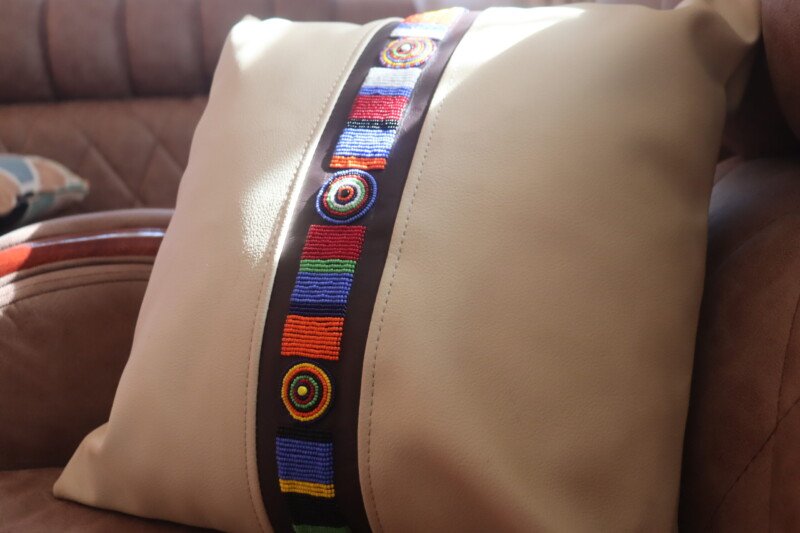 Handmade Beaded Pillow Cover - African-Inspired Decorative Cushion Case