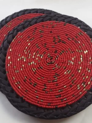 WhatsApp Image 2021-11-19 at 4.06.32 PM Handmade Red & Black Beaded Coasters - African Home Décor