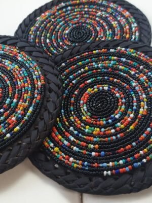 Handmade Multicolor Beaded Coasters Handmade Multicolor Beaded Coasters