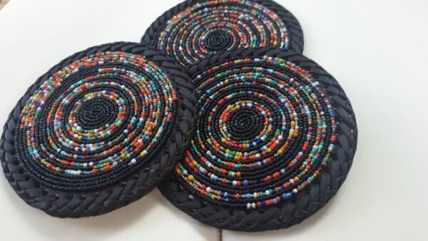 Handmade Multicolor Beaded Coasters Handmade Multicolor Beaded Coasters