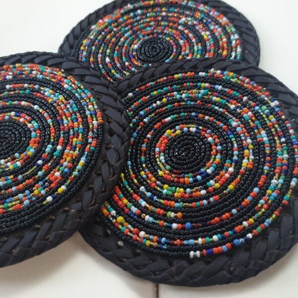 Handmade Multicolor Beaded Coasters