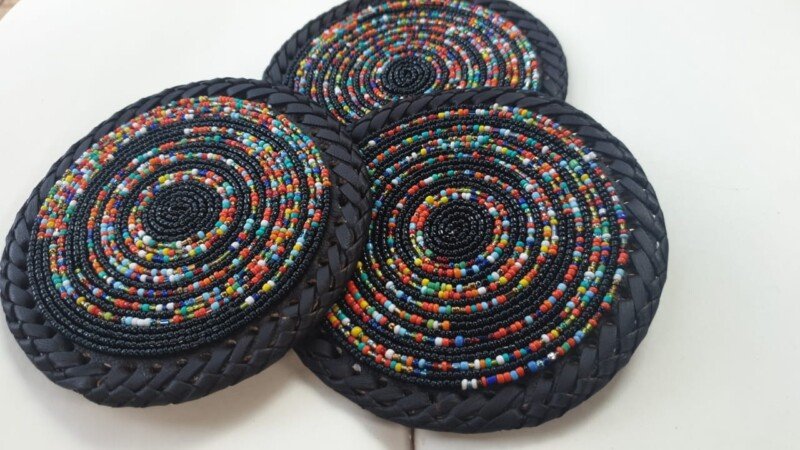 Handmade Multicolor Beaded Coasters Handmade Multicolor Beaded Coasters