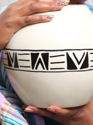 White Soapstone Vase - Handcarved African Home Decor