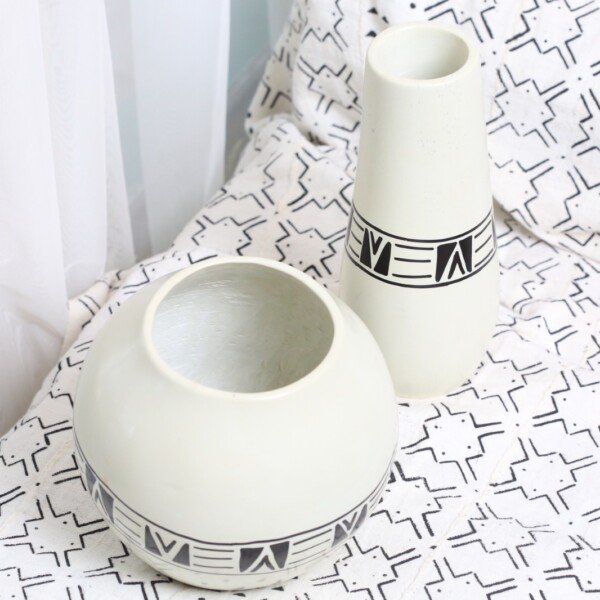 White Soapstone Vase - Handcarved African Home Decor