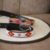 Set of 2 Beaded Dog Collars - White & Orange Handmade Leather