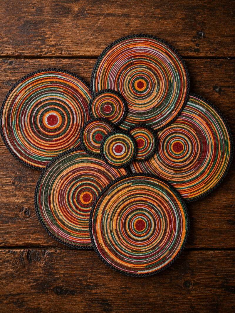 ChatGPT Image Apr 16, 2026, 03_29_07 AM Amber Horizon Half-Beaded Coaster - Orange & Leather Fusion