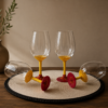 Hand-Beaded Yellow and Red Wine Glass – Handmade