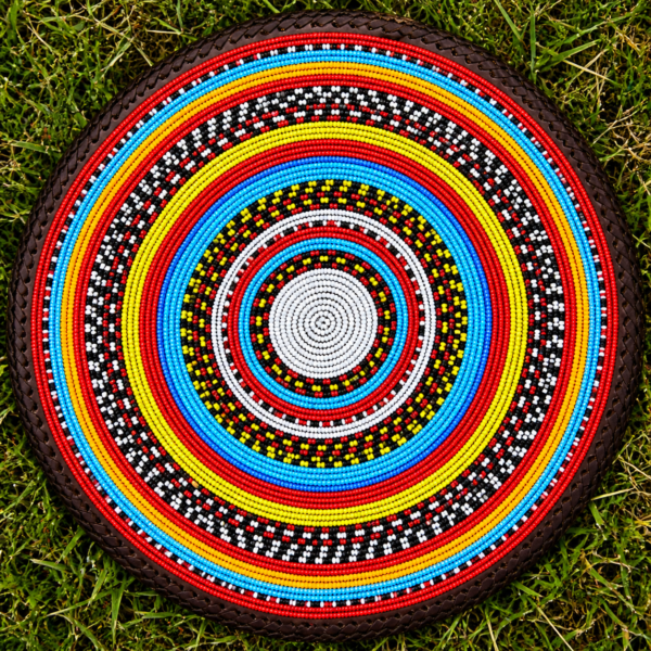 Unique 13-Inch Multicolored Beaded Placemat – Handcrafted Kenyan Table Art