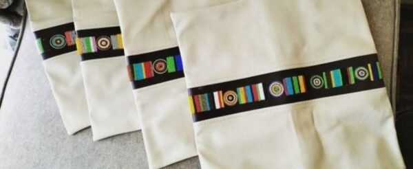 Elegant White Patterned Beaded Pillow Cover Elegant White Patterned Beaded Pillow Cover