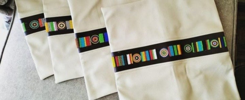 Elegant White Patterned Beaded Pillow Cover