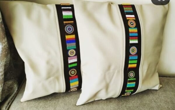 Elegant White Patterned Beaded Pillow Cover Elegant White Patterned Beaded Pillow Cover