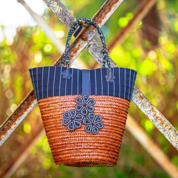 Unique Black Kikoy Sisal Basket