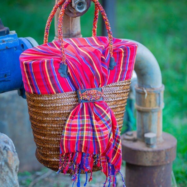 Spacious Pink Kikoy Sisal Basket - Handmade Women’s Bag
