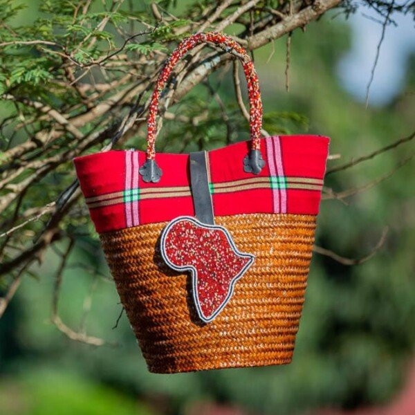 Kenya design kikoy Sisal basket - women handbags