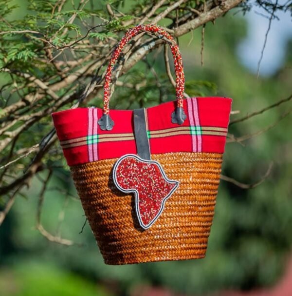 Kenya design kikoy Sisal basket - women handbags Kenya design kikoy Sisal basket - women handbags