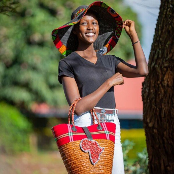 Kenya design kikoy Sisal basket - women handbags