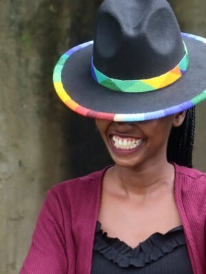Elegant Black Fedora Hat for Ladies with Beaded Band - Pinch Design Elegant Black Fedora Hat for Ladies with Beaded Band - Pinch Design