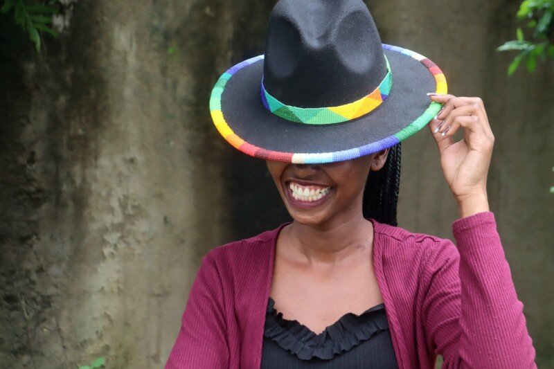 Elegant Black Fedora Hat for Ladies with Beaded Band - Pinch Design