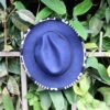 Stylish Blue Fedora Hat with Beads - Pinch Design Stylish Blue Fedora Hat with Beads - Pinch Design