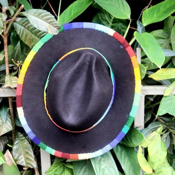 Elegant Black Fedora Hat for Ladies with Beaded Band - Pinch Design