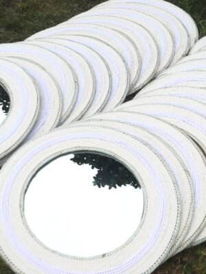 25-inch snow white beaded mirror 25-inch snow white beaded mirror