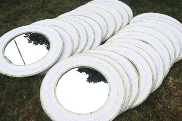 25-inch snow white beaded mirror