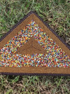 Triangular Maasai Beaded Placemat - Handmade African Table Décor Triangular Maasai Beaded Placemat - Handmade African Table Décor