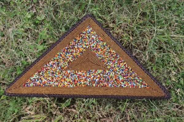 Triangular Maasai Beaded Placemat - Handmade African Table Décor Triangular Maasai Beaded Placemat - Handmade African Table Décor