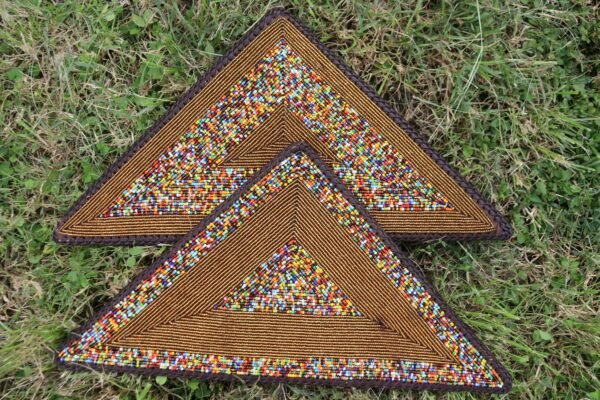 Triangular Maasai Beaded Placemat - Handmade African Table Décor Triangular Maasai Beaded Placemat - Handmade African Table Décor