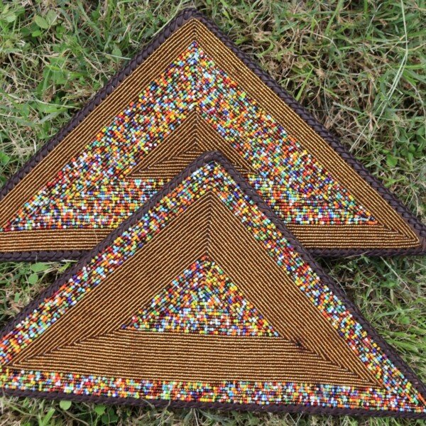 Triangular Maasai Beaded Placemat - Handmade African Table Décor