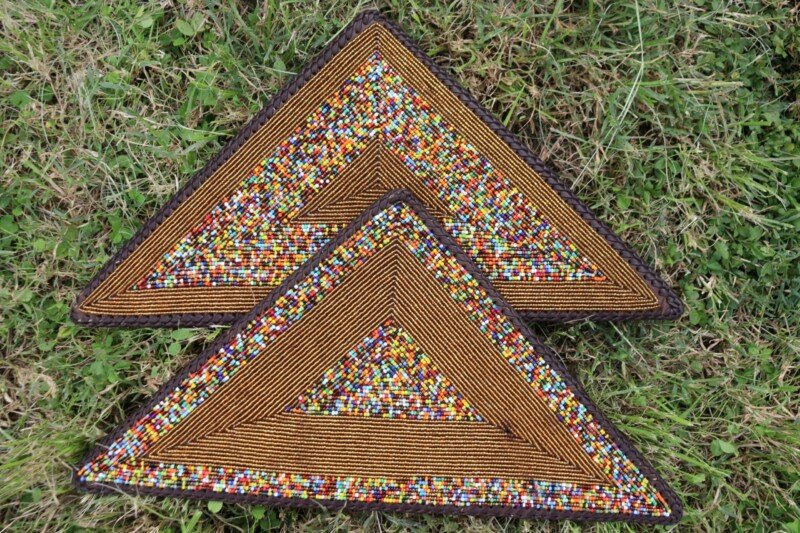 Triangular Maasai Beaded Placemat - Handmade African Table Décor