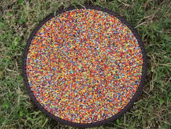 Handmade 13-Inch Multicolored Beaded Placemat – Kenyan Artisan Table Décor