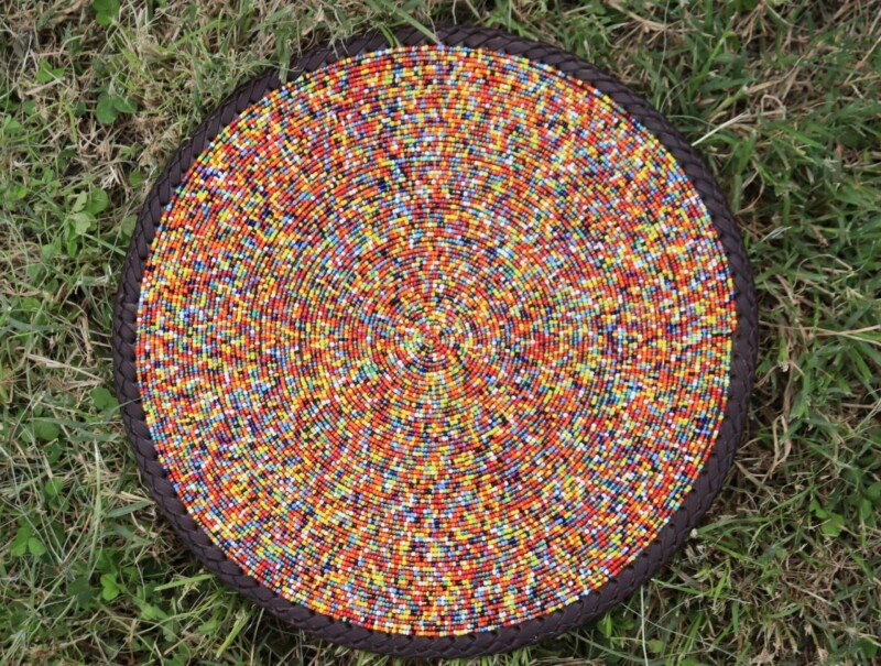 Handmade 13-Inch Multicolored Beaded Placemat – Kenyan Artisan Table Décor