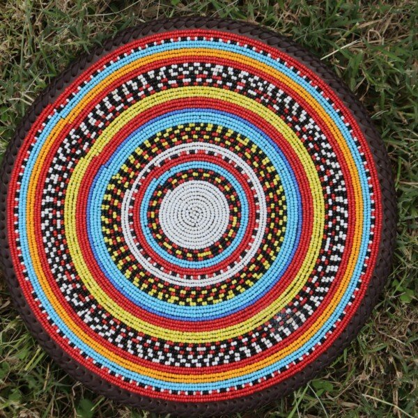 Unique 13-Inch Multicolored Beaded Placemat – Handcrafted Kenyan Table Art