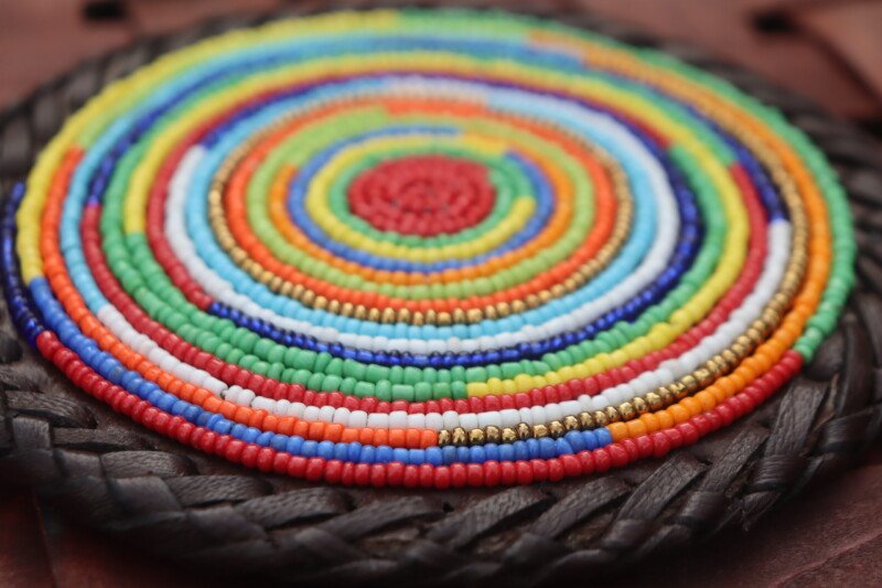 Multicolored Mixed Beads Coaster - Vibrant African Table Art