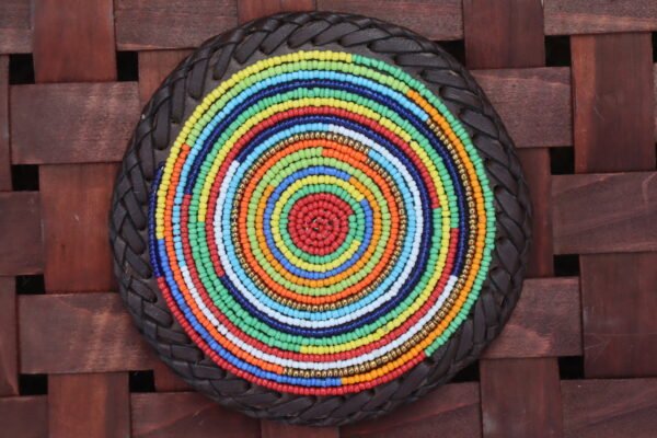 Multicolored Mixed Beads Coaster – Vibrant African Table Art