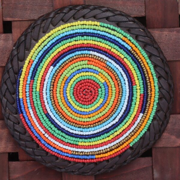 Multicolored Mixed Beads Coaster - Vibrant African Table Art