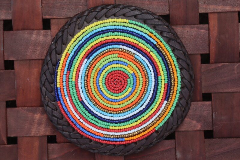 Multicolored Mixed Beads Coaster – Vibrant African Table Art