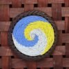 Yellow, Blue & White Beaded Coaster – Handcrafted African Elegance
