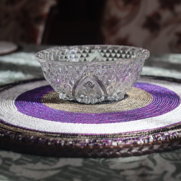 Durable 13-Inch Purple Patterned Beaded Placemat – Handcrafted African Table Décor