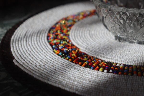 Unique 13-Inch White Patterned Beaded Placemat Unique 13-Inch White Patterned Beaded Placemat