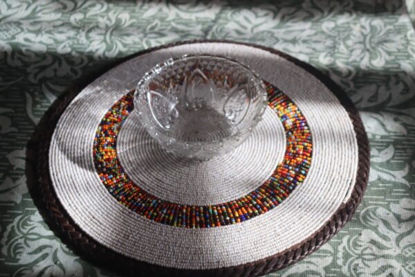 Unique 13-Inch White Patterned Beaded Placemat Unique 13-Inch White Patterned Beaded Placemat
