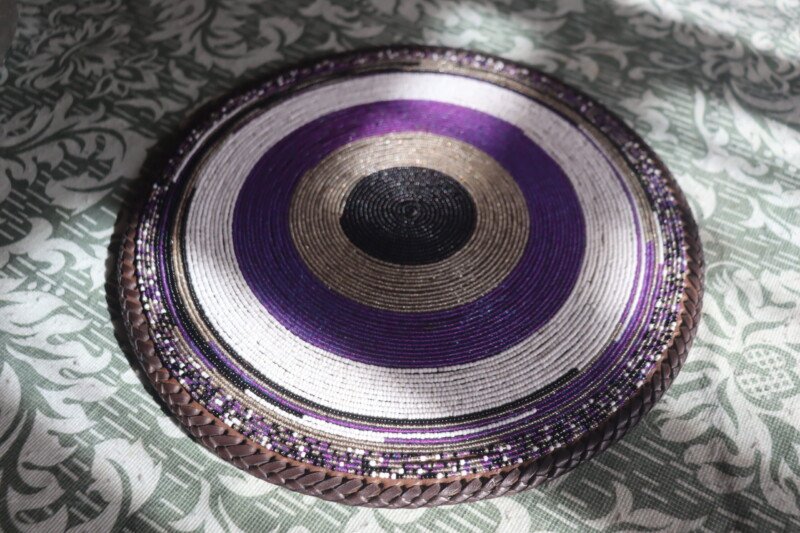 Durable 13-Inch Purple Patterned Beaded Placemat