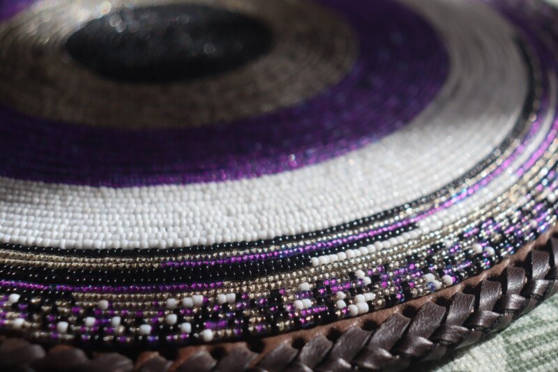 Durable 13-Inch Purple Patterned Beaded Placemat